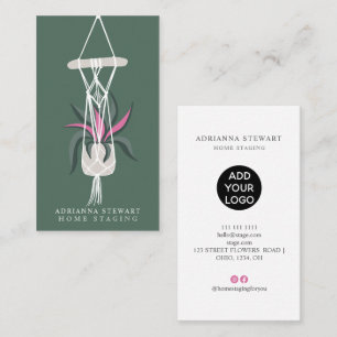 Carte De Visite Moderne éditable maison verte plante intérieur