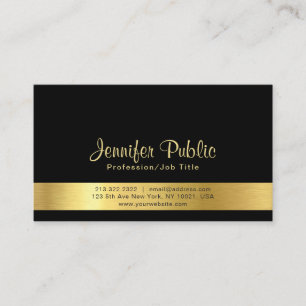Carte De Visite Moderne Elegant Black Gold Plain Professional