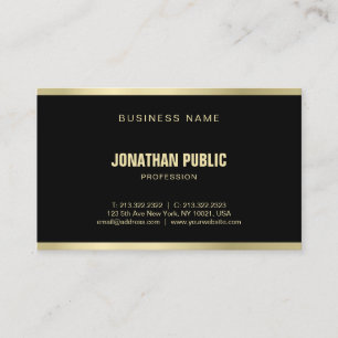 Carte De Visite Moderne Elegant Black Gold Professional Plain Luxe