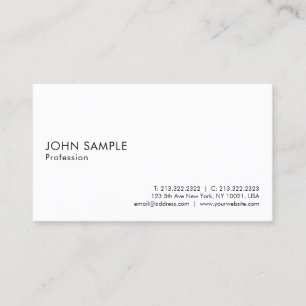 Carte De Visite Moderne Elegant Blanc Professionnel Propre Plain