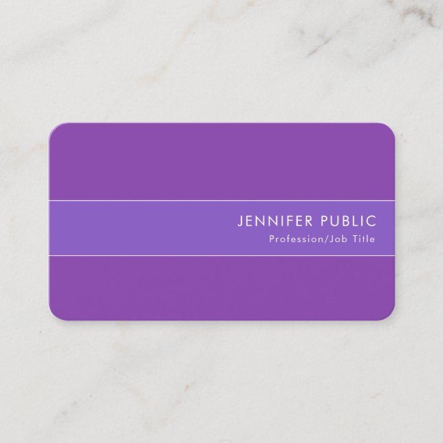 Carte De Visite Moderne élégant Bleu Violet Soie douce Finition Lu (Devant)