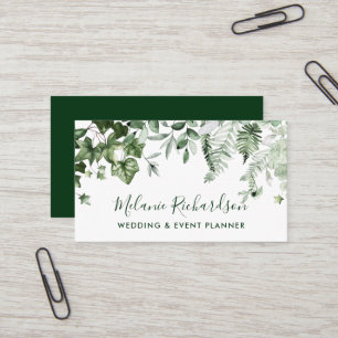 Carte De Visite Moderne Elégant Botanique Ivy Sage Ferns Vert