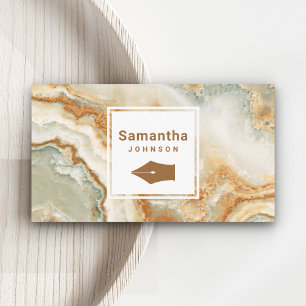 Carte De Visite Moderne Elégant Brown marbre stylo Nib Professionn