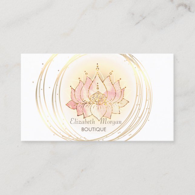 Carte De Visite Moderne Élégant, Cercles d'or élégant Lotus (Devant)