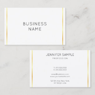 Carte De Visite Moderne Elegant Corporate Gold Stripes Blanc