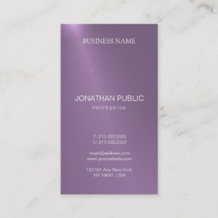 Carte De Visite Moderne Elégant Design Glamor Purple Plain Luxe