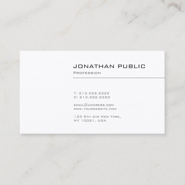 Carte De Visite Moderne Elégant Design simple Plain Professional (Devant)