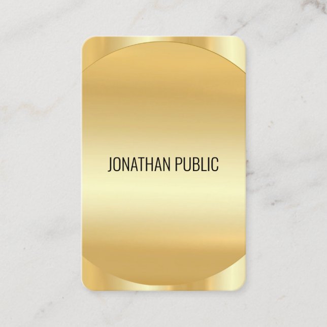 Carte De Visite Moderne Elegant Faux Gold Modèle sur mesure Luxe (Devant)