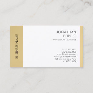 Carte De Visite Moderne Elégant Faux Gold White Professionnel