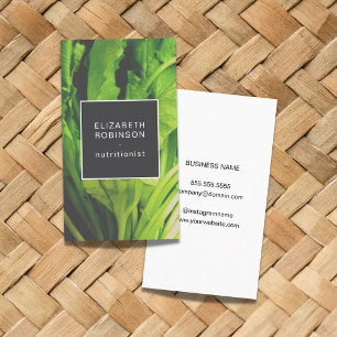 Carte De Visite Moderne Elegant Feuilles verts nutritionniste