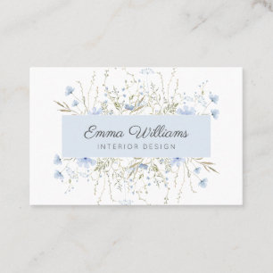 Carte De Visite Moderne Elégant Fleur sauvage bleu printemps flora