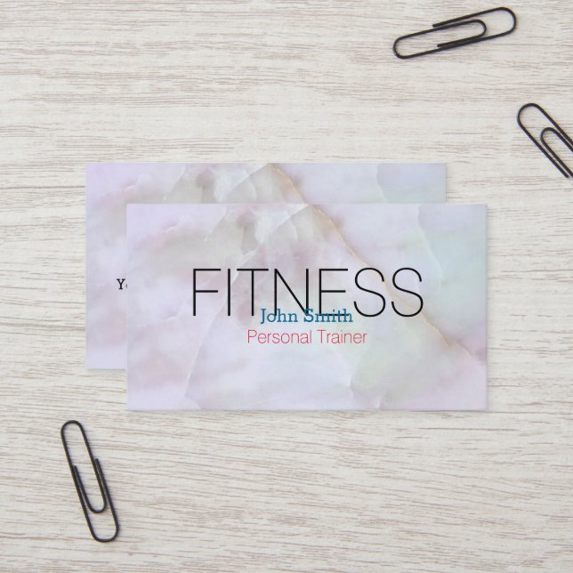 Carte De Visite Moderne Elégant Marbre Personal Fitness Trainer (Devant/Arrière en situation)