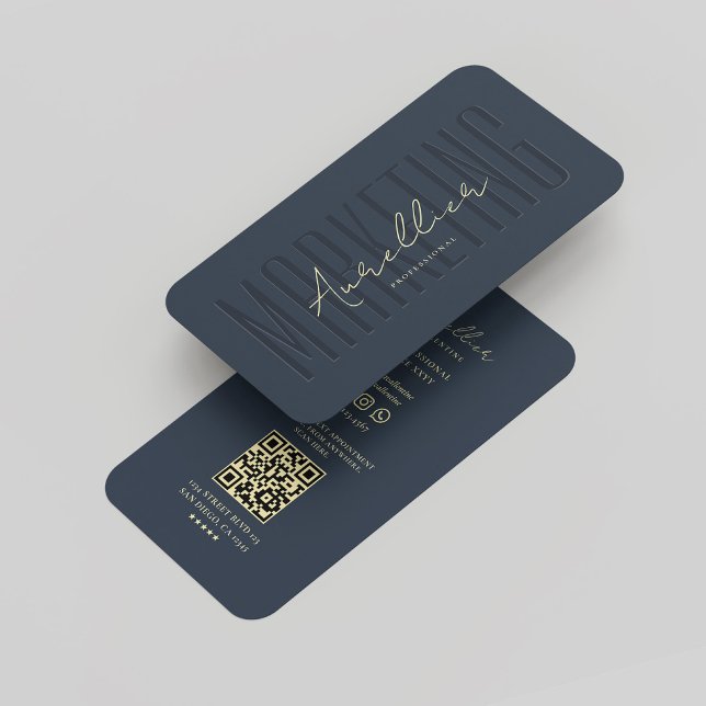 Carte De Visite Moderne Elegant Marketing Professionnel Bleu foncé (Modern Elegant Marketing Professional Dark Blue Business Card
)