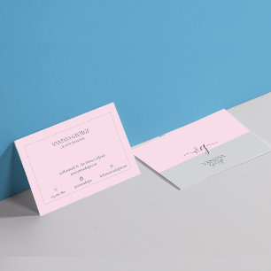 Carte De Visite Moderne Élégant mignon rose gris monogramme person