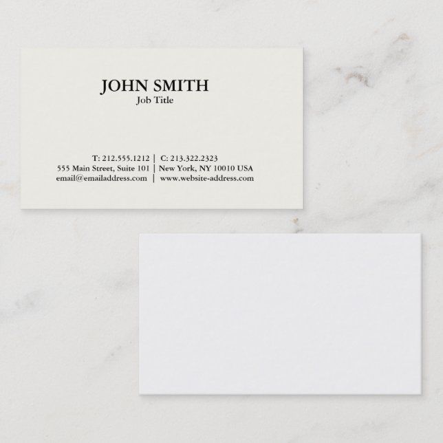 Carte De Visite Moderne Élégant minimaliste professionnel simple B (Devant / Derrière)