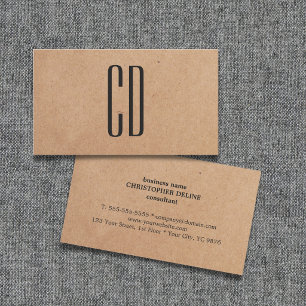 Carte De Visite Moderne Elégant Monogramme Kraft Papier Consultant