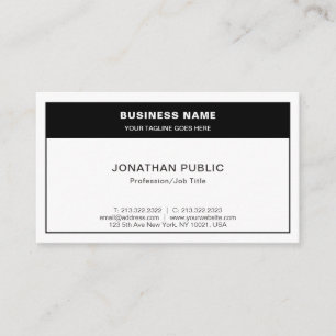 Carte De Visite Moderne Élégant Noir Blanc Simple Chic Simple