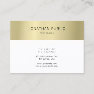 Carte De Visite Moderne Elegant Or Blanc Simple Professionnel