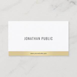 Carte De Visite Moderne Elegant Or Blanc Simple Professionnel