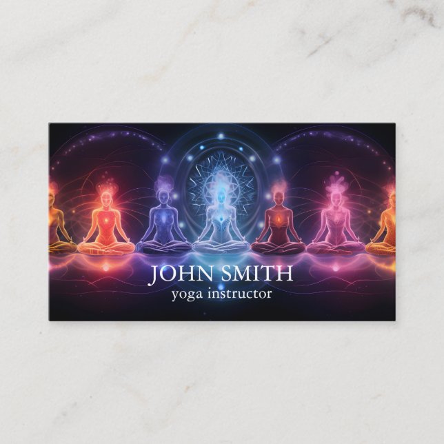Carte De Visite Moderne Elégant or Chakra énergie spirituelle Yoga (Devant)