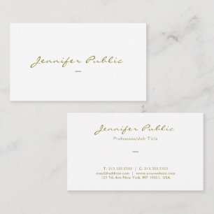 Carte De Visite Moderne Elegant Or Couleur Calligraphie Script Mat