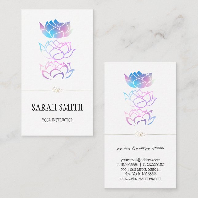 Carte De Visite Moderne Elégant Professionnel doré, fleur de lotus (Devant / Derrière)