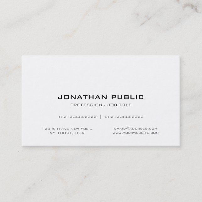 Carte De Visite Moderne élégant professionnel élégant chic sobre (Devant)