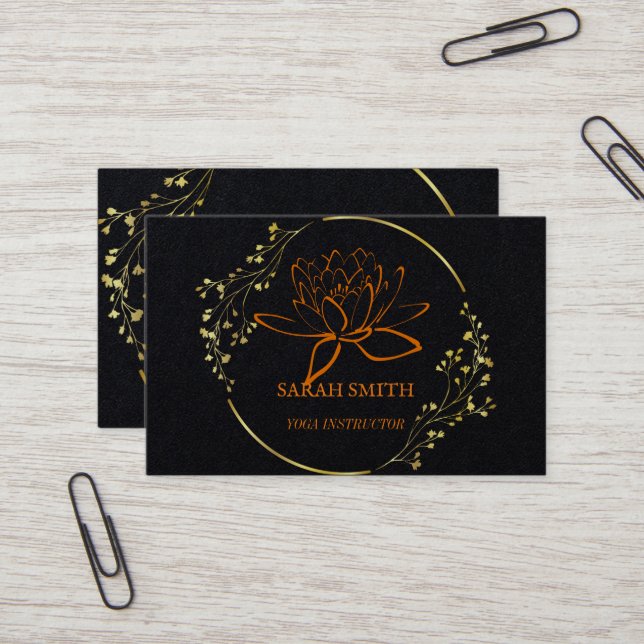 Carte De Visite Moderne Elegant Professionnel Lotus flower Bu (Devant/Arrière en situation)