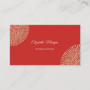 Carte De Visite Moderne Élégant Professionnel, Rouge, Points Dorés