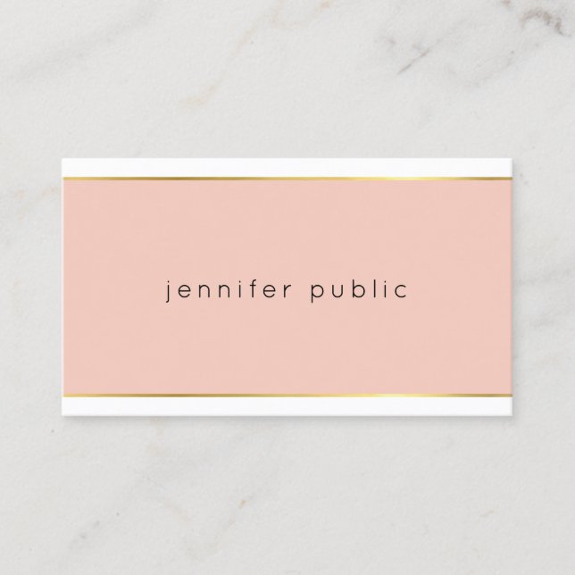 Carte De Visite Moderne Élégant Rose Et Or Professionnel Plutôt (Devant)