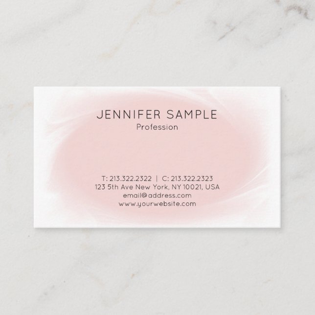 Carte De Visite Moderne élégant rose pâle rose élégant design tend (Devant)