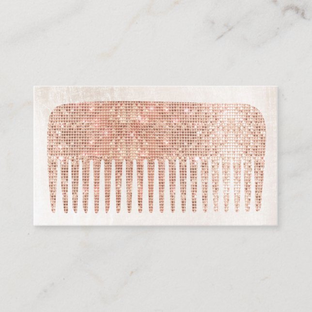 Carte De Visite Moderne élégant salon de cheveux Rose Gold Sequins (Devant)