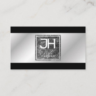 Carte De Visite Moderne Elegant Silver et Black Modèle Business