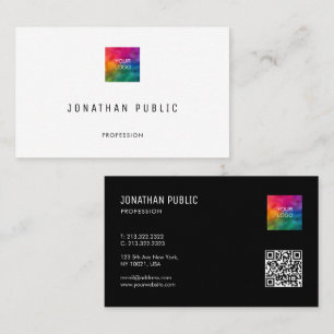 Carte De Visite Moderne Elegant Simple Modèle QR Code Logo Océan