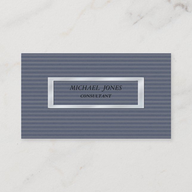 Carte De Visite Moderne Elégante Masculine Bleu Stripes (Devant)