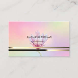Carte De Visite Moderne Élégante Rayée Holographique Magnolia