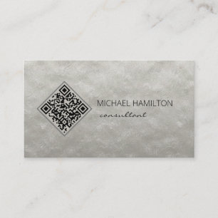 Carte de visite moderne en argent à code QR