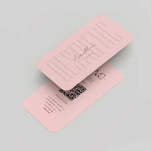Carte De Visite Moderne esthétique RN Professional Monogramme rose