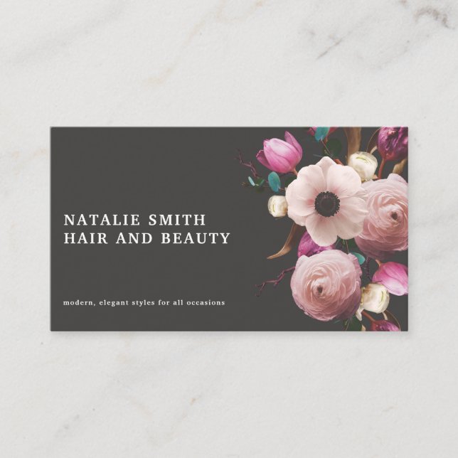 Carte De Visite Moderne et élégant aquarelle florale (Devant)