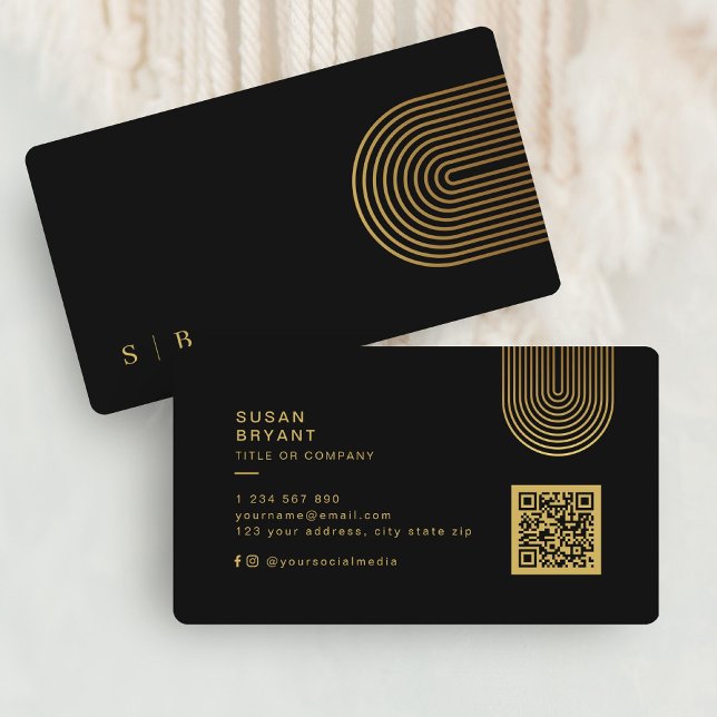Carte De Visite Moderne et élégant Black and Gold Professional (Modern and Elegant Black and Gold Professional Business Card)