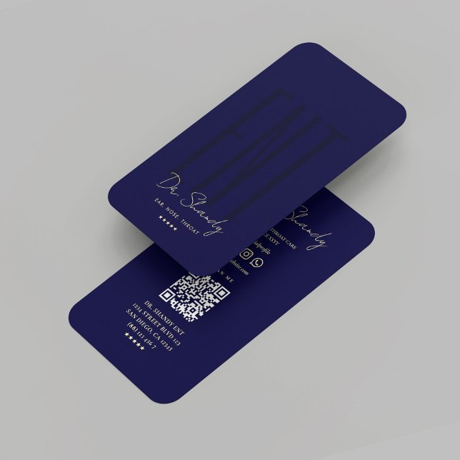 Carte De Visite Moderne ET Otolaryngologiste Midnight Blue (Modern ENT Otolaryngologist Midnight Blue Business Card
)