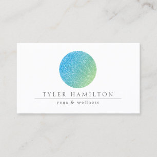 Carte de visite moderne Etched Blue Green Circle