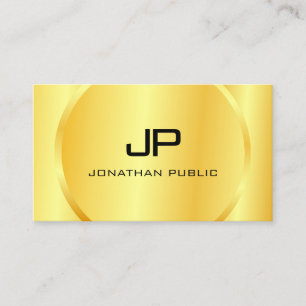 Carte De Visite Moderne Faux Gold Monogramme Élégant Personnalisé