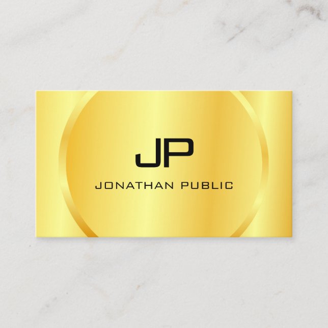 Carte De Visite Moderne Faux Gold Monogramme Élégant Personnalisé (Devant)