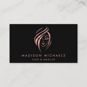 Carte De Visite Moderne Faux Pink Gold Abstrait Hair Maquillage Bu
