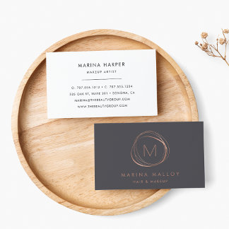 Carte De Visite Moderne Faux Rose Gold & Grey Abstrait