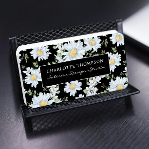 Carte De Visite Moderne Fille Chic Floral Dot Motif Professionnel