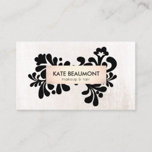 Carte De Visite Moderne Floral Rose Gold Marbre blanc Beauté