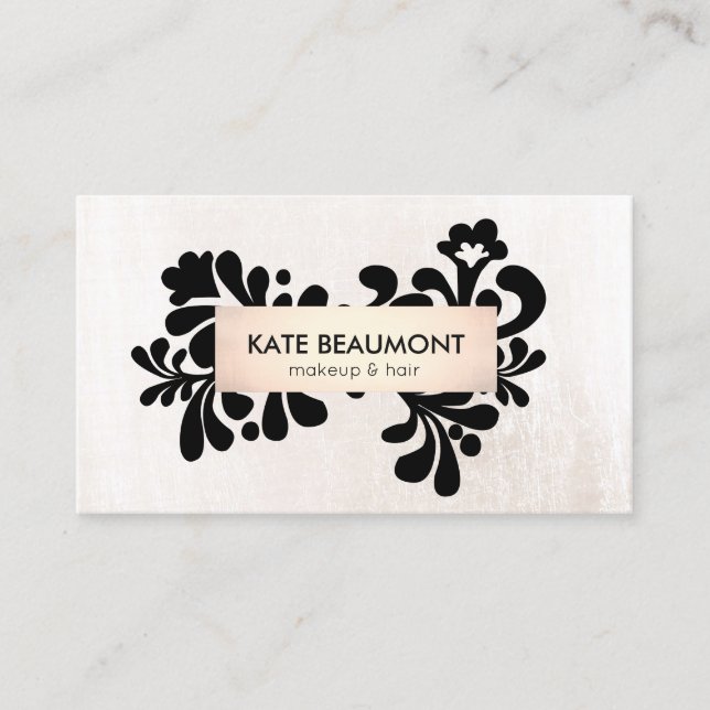 Carte De Visite Moderne Floral Rose Gold Marbre blanc Beauté (Devant)