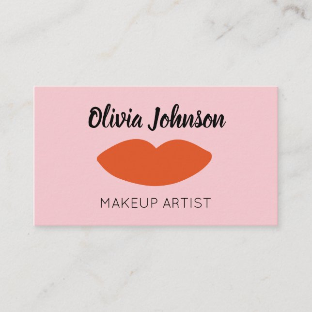 Carte De Visite Moderne Français Chic Red Lips Beautician Minimal (Devant)